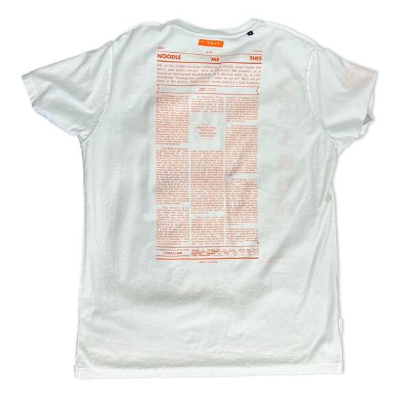 Noodle Bar News White Orange Crew Neck Short Sleeve T-Shirt size M T-Post Ramen - Picture 11 of 13
